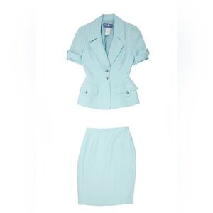 Vintage 1990s Thierry Mugler blue two-piece skirt suit